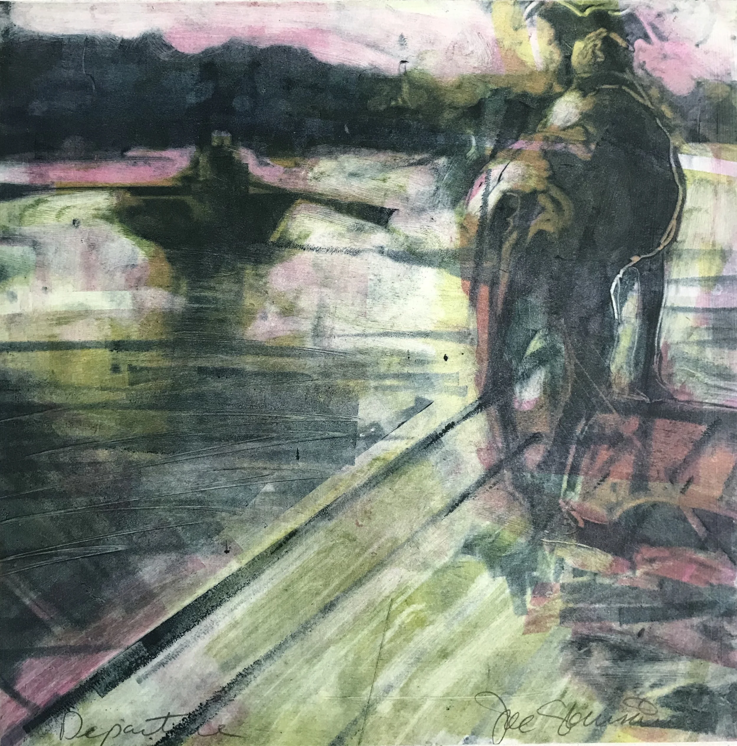 DOG AND BOAT
Monotype on Rives B.F.K. mounted on panel
12" x 12"
2016