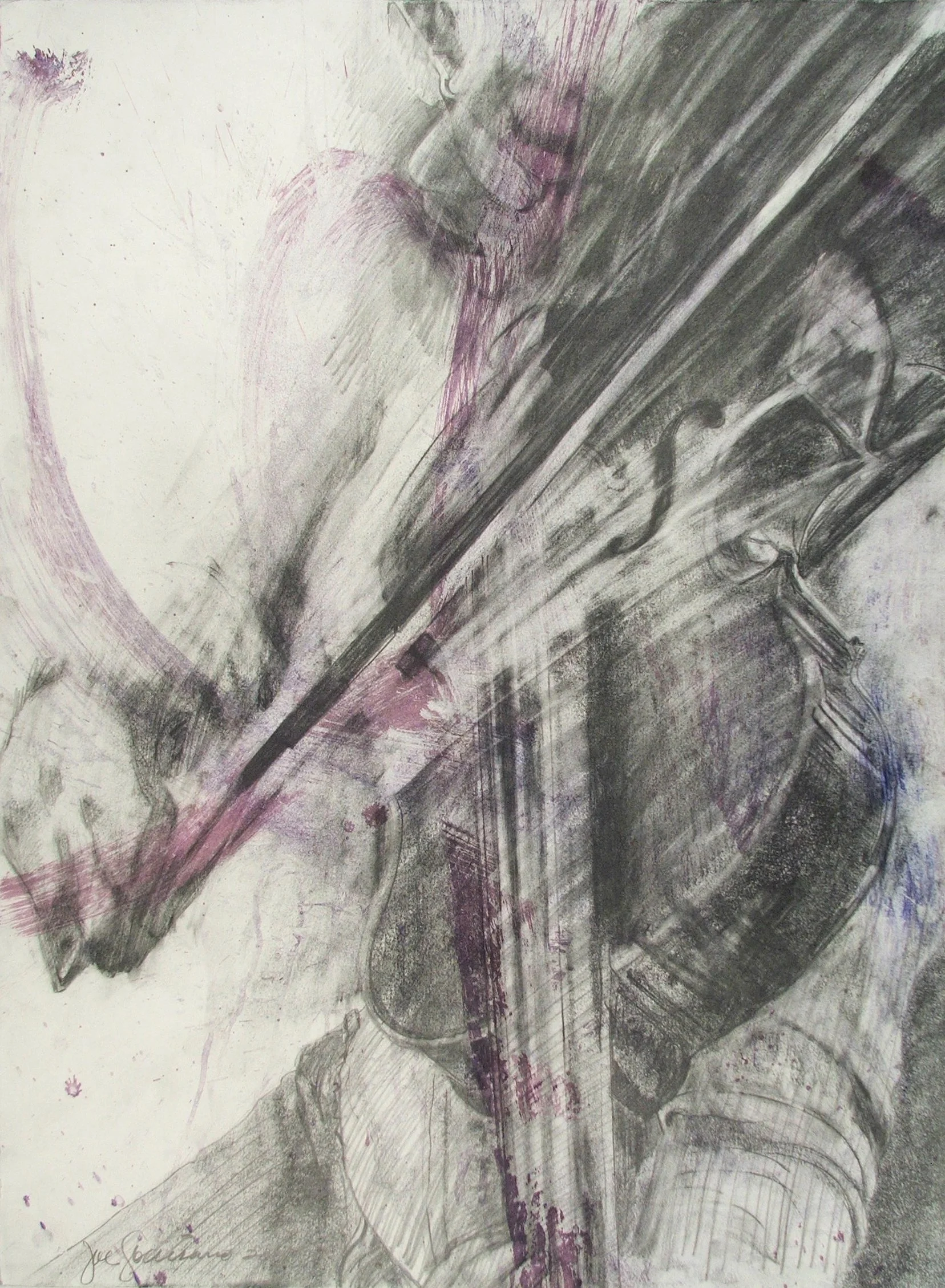SOLO VIOLIN
Graphite, oil paint and water on Rives B.F.K.
22" x 30"
c. 2012