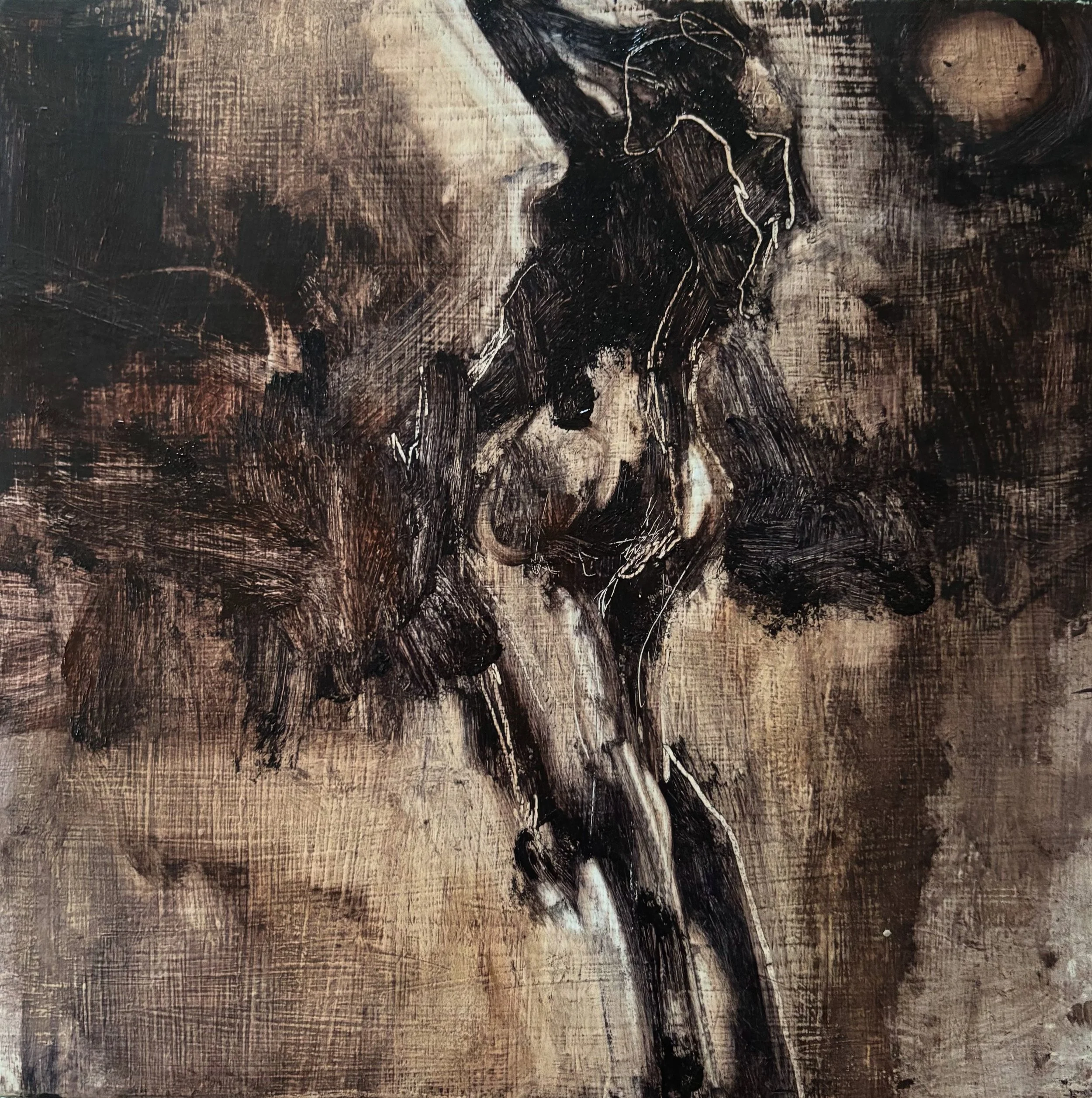 AFTER THE BATH 2 Oil on Birch Veneer Hardboard 12" x 12" 2025 