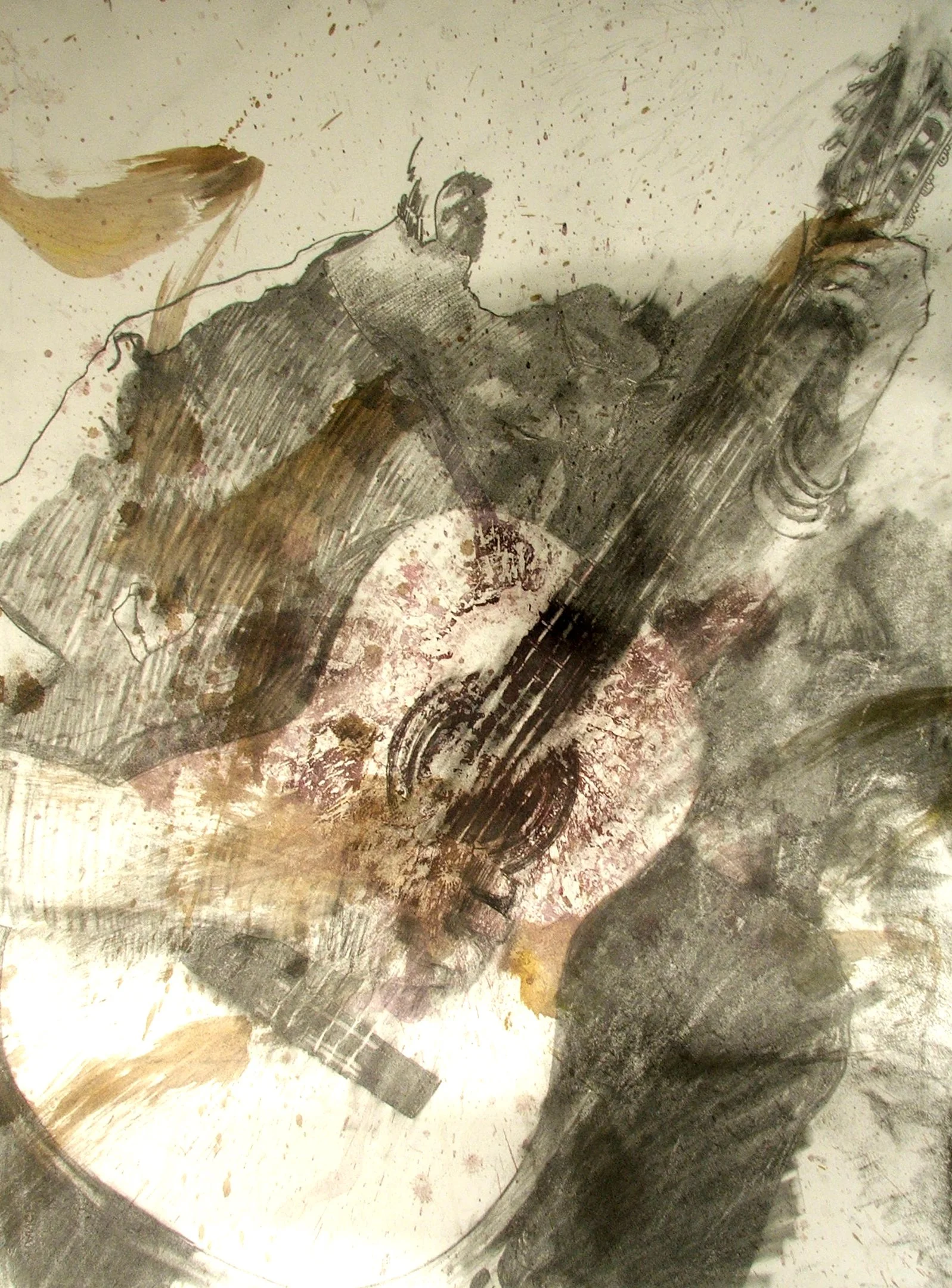CLASSICAL GUITAR
Graphite, oil paint and water on Rives B.F.K.
22" x 30"
c. 2012