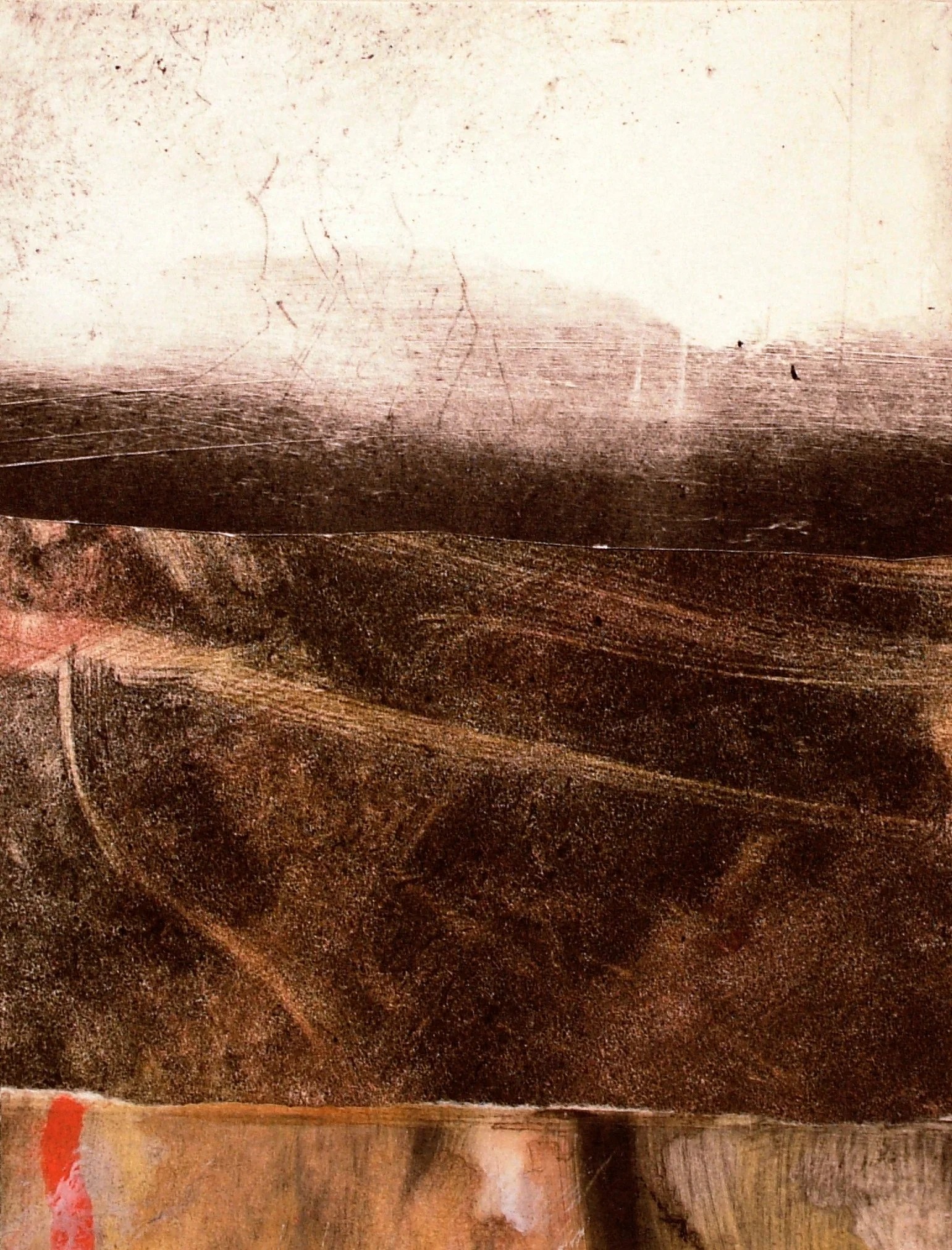 LAND, SEA, SKY
Monotype, oil paint and water on Rives B.F.K.
3.5" x 4.5"
c. 2001