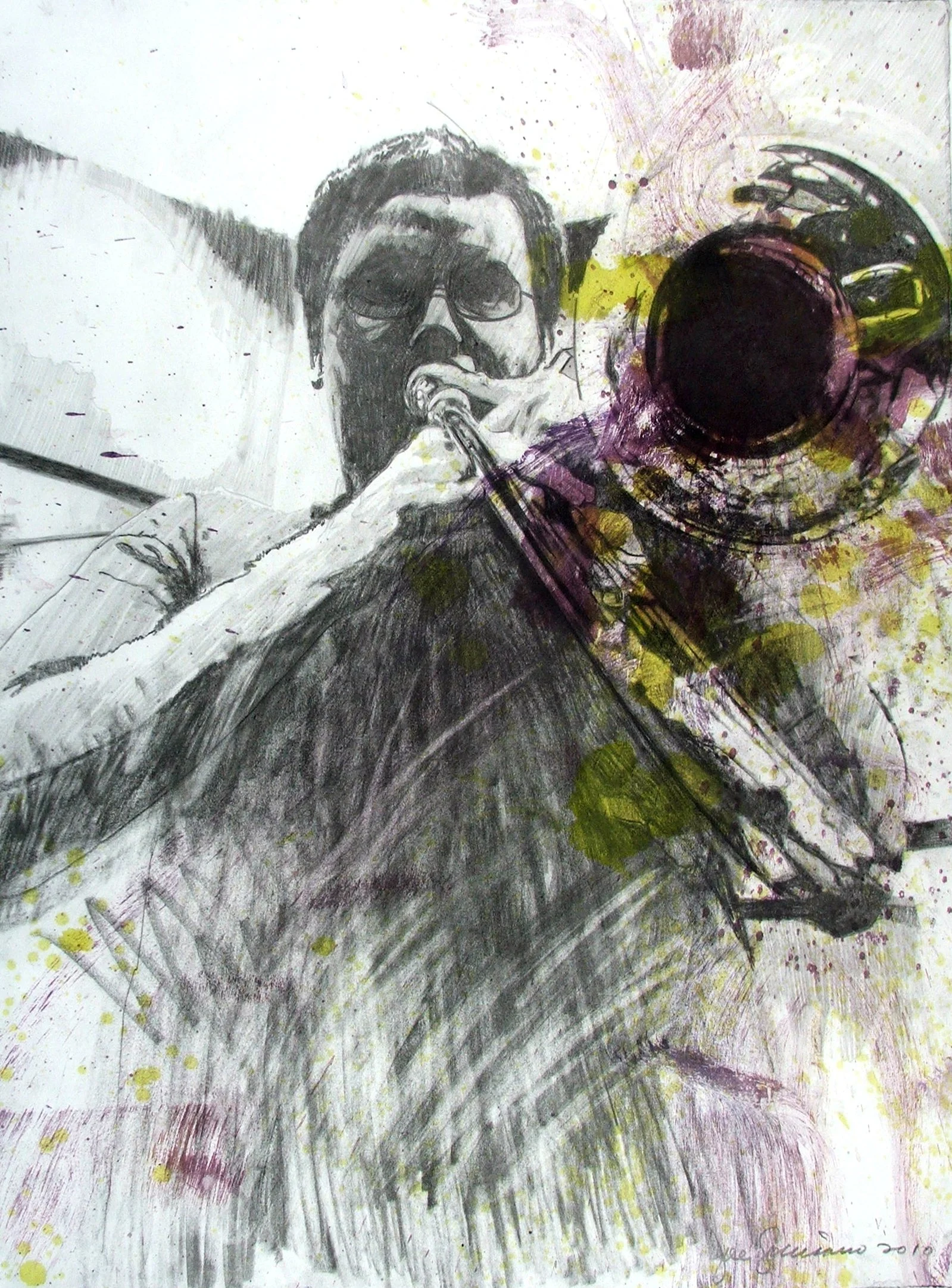 TROMBONE
Graphite, oil and water on Rives B.F.K.
22" x 30"
c. 2012