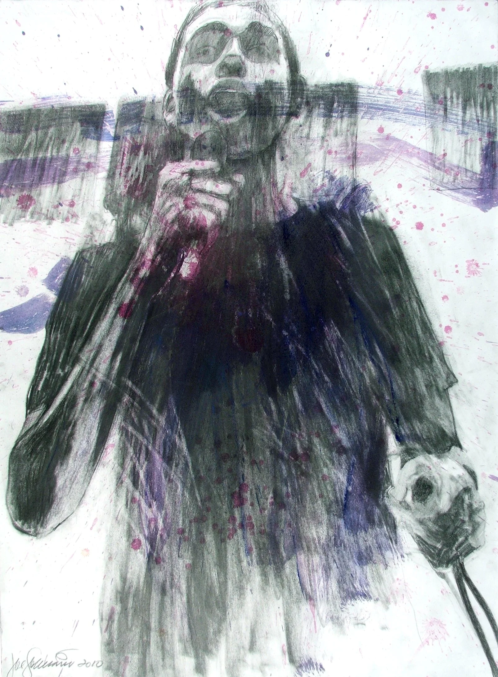 SINGER
Graphite, oil paint and water on Rives B.F.K.
22" x 30"
c. 2012