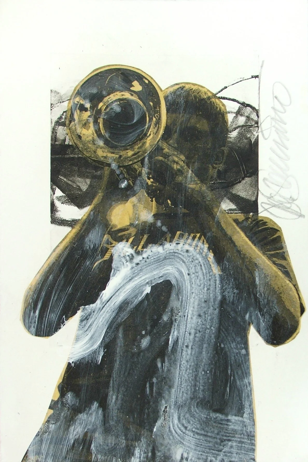 TRUMPET
Mixed media on Rives B.F.K.
11" x 15"
c. 2012