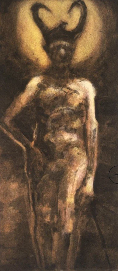 HORNED FIGURE
6" x 11"
Monotype on Rives B.F.K.
c. 1992
Sold to collector in 2018