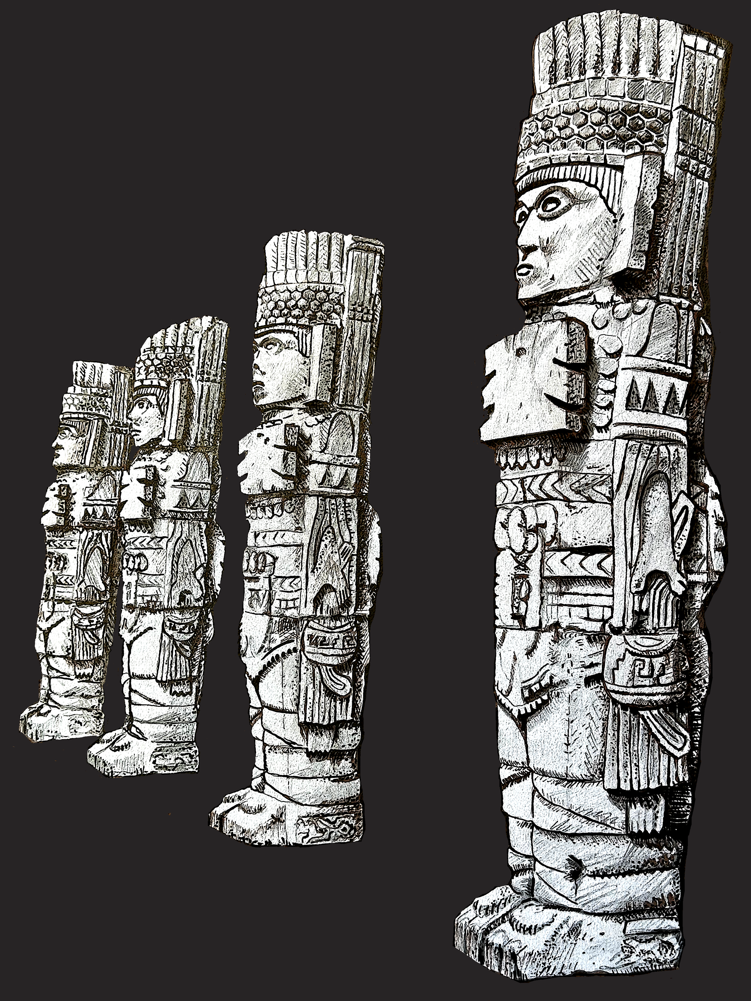 "Atlantean Warrior" statues from Tula, Mexico