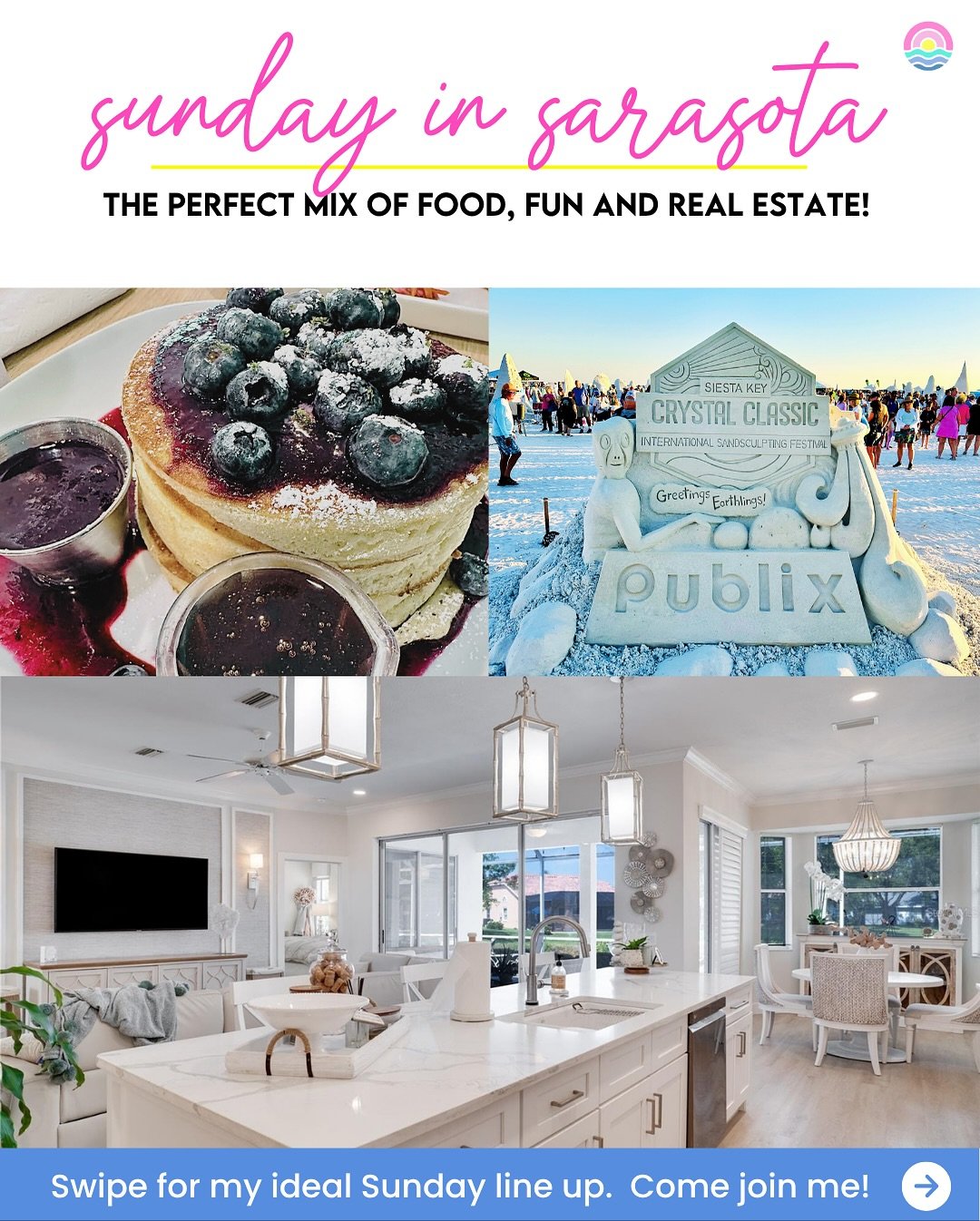 I put together my ideal Sunday lineup &mdash; a little food, a little fun, and a beautiful home you can tour in person! 💁🏼&zwj;♀️

Swipe through to join me ➡️

1️⃣ Brunch at Lovely Square
Fluffy blueberry pancakes + cozy vibes = the perfect start t