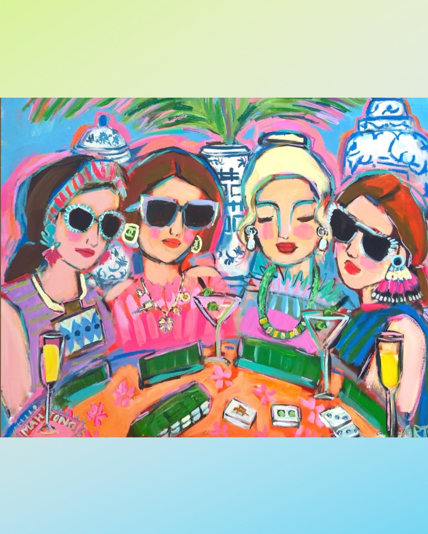 I came across this painting and couldn&rsquo;t help but smile. 💚 The color, the confidence, the laughter, the connection. It instantly made me think of our growing @SarasotaMahjongClub and the incredible women who gather around the table each week.⁣