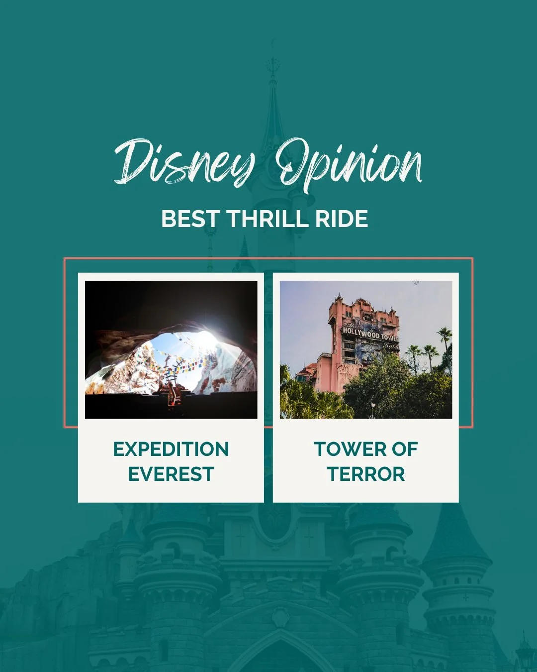 Which Disney thrill are you brave enough to ride?

🏔️ Will you conquer Expedition Everest and face the Yeti in the Himalayas,
OR
👻 let gravity do its thing and drop into the unknown on Tower of Terror?

Cast your vote below! ⬇️
Tell me&mdash;are yo