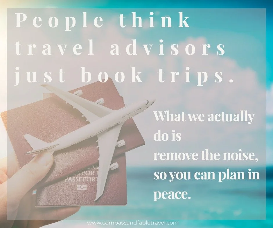 People think travel advisors just book trips. What we actually do is remove the nonsense.

The endless tabs, conflicting advice, confusing fine print, and time-consuming logistics? That&rsquo;s where I come in.

I design travel experiences that are t