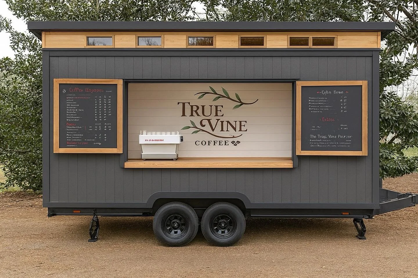Calling all coffee lovers! We are so excited to announce that our True Vine Coffee Bar on wheels is currently in the making! Thanks to @enrovebuilds we are on our way to pouring happiness in the RTP area very soon! Here is a mock up of our custom tra