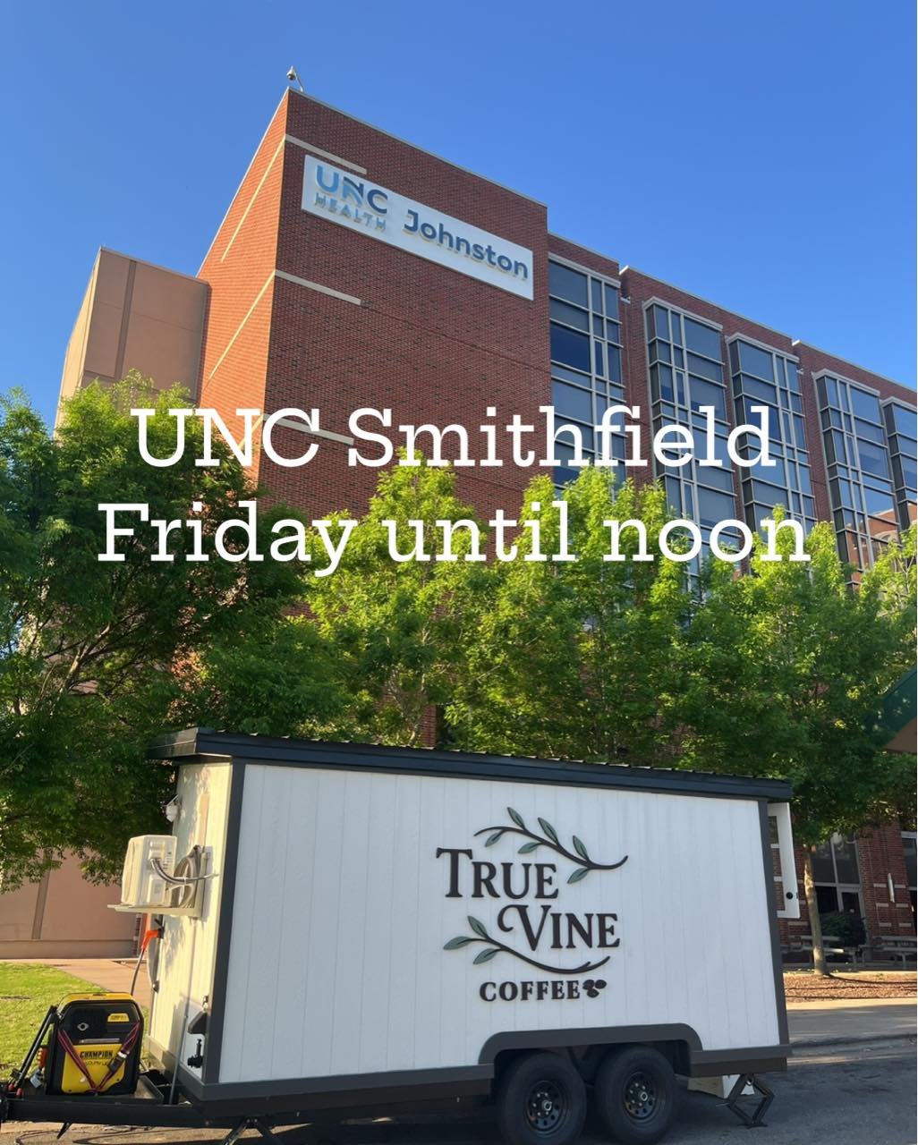 At UNC Johnston Smithfield Friday until noon! Stop on by for ice cold drink to beat the heat!