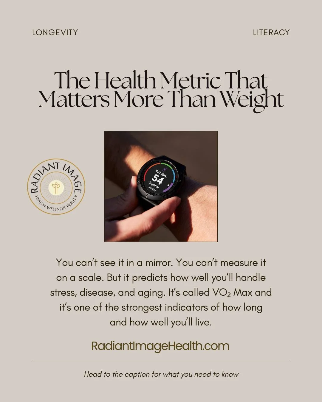 For decades, weight has been the default marker of health.
But research tells a different story, especially when it comes to aging well.

VO₂ Max is your body&rsquo;s capacity to take in, transport, and use oxygen under stress.
It reflects the he