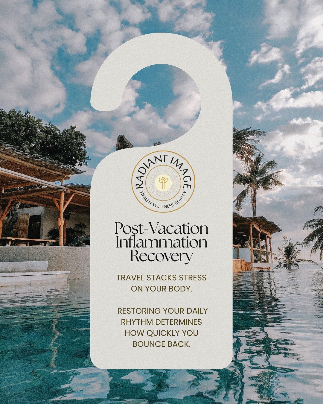Most people expect to feel refreshed after vacation.
But travel often creates the opposite response in the body.

Several stressors tend to stack at once:

&bull; Increased sun exposure
&bull; Disrupted sleep patterns
&bull; Alcohol and dietar