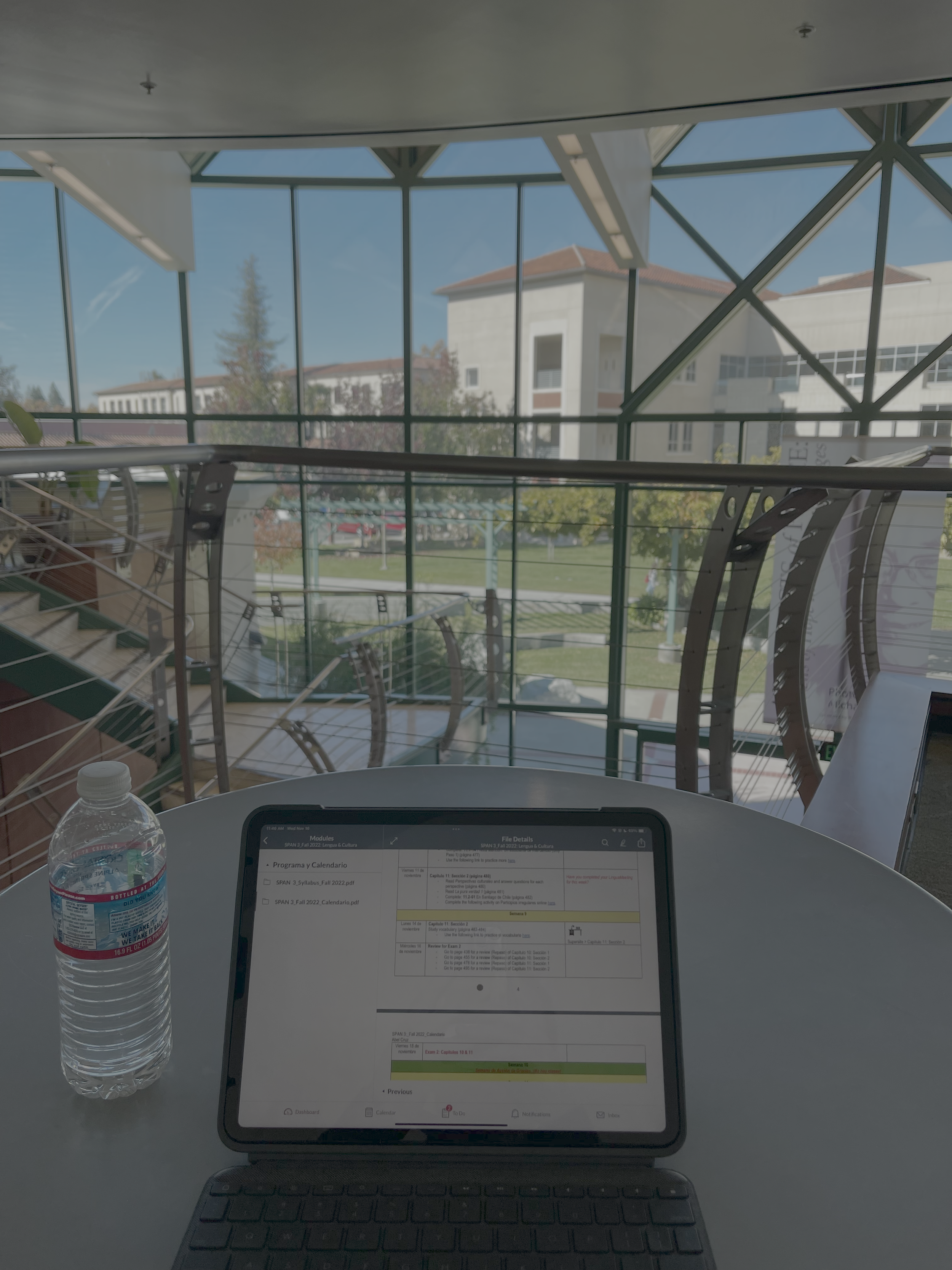 Reviewing my Syllabus in the Vari Communication/Political Science Building, 2022