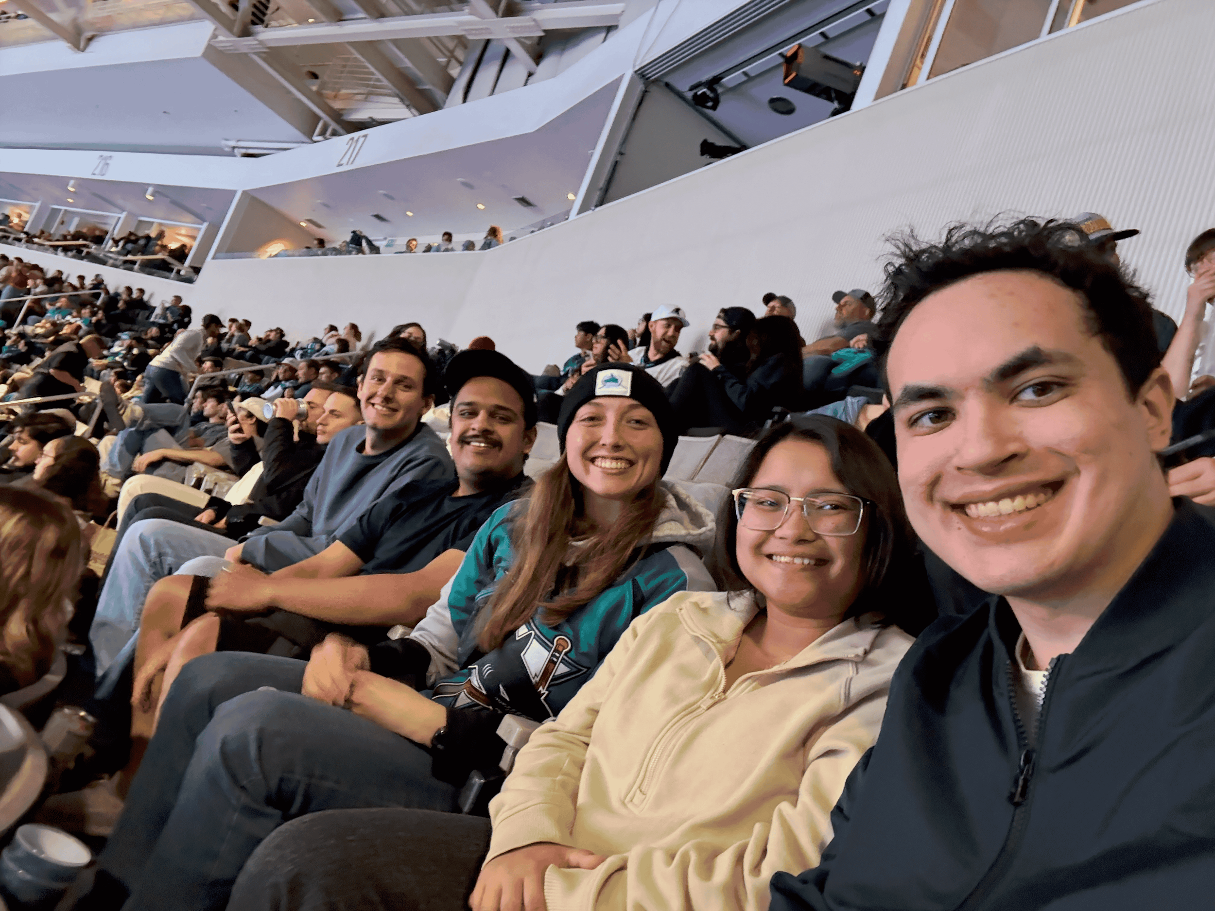 My MBA Fall Cohort friends at a Hockey San Jose Sharks vs Calgary Flames game at SAP Center, 2026