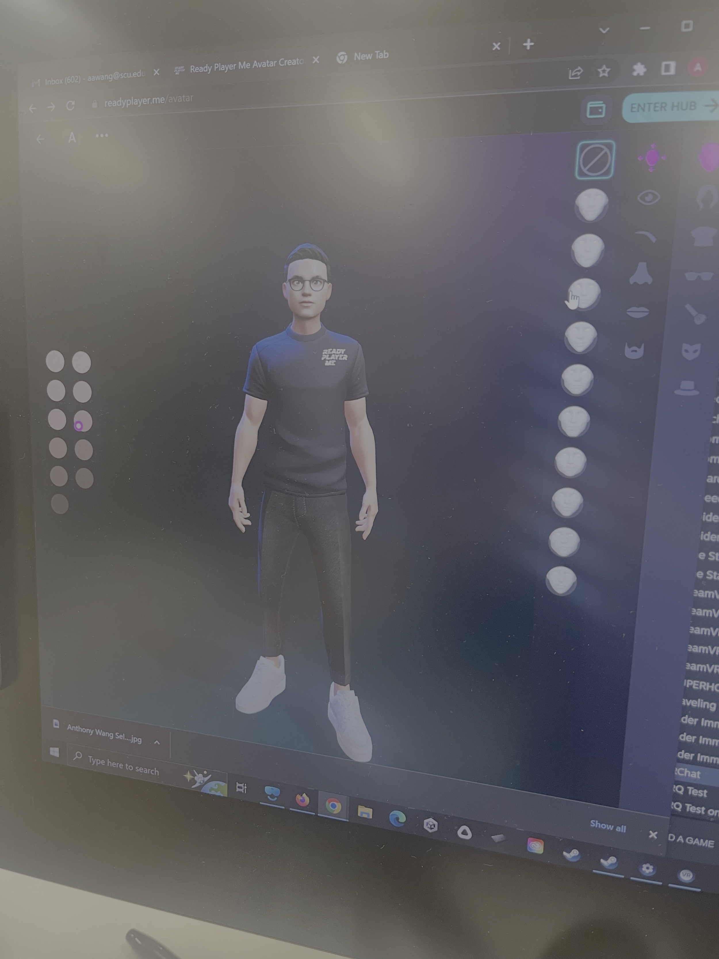 Avatar I made of myself for VR Chat in VR Design class for Santa Clara, 2023