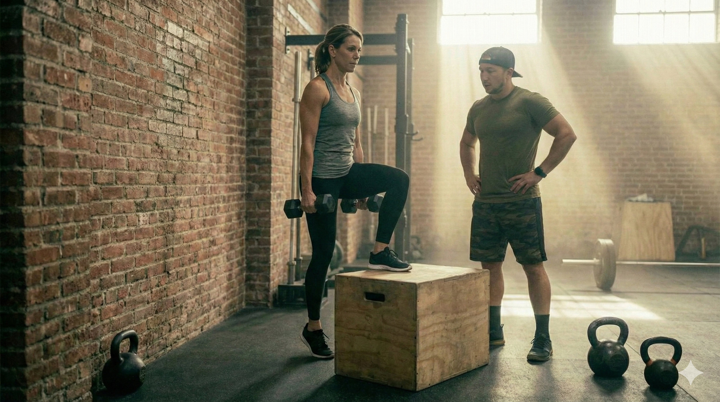 Fitness coach observing movement and providing feedback