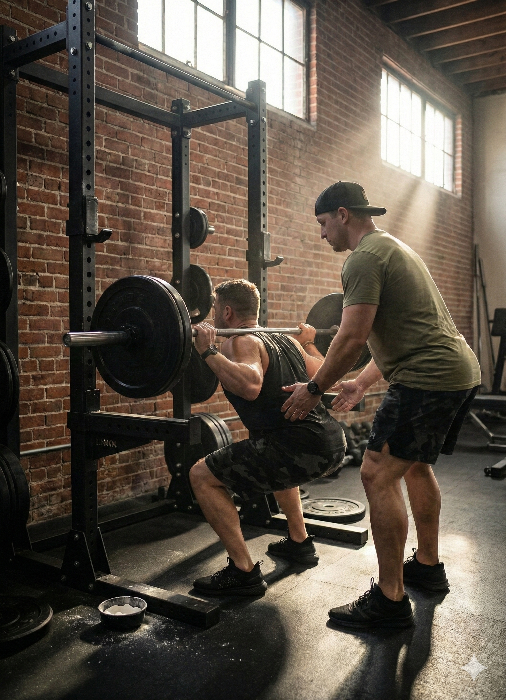 Personal trainer coaching a client during a gym session