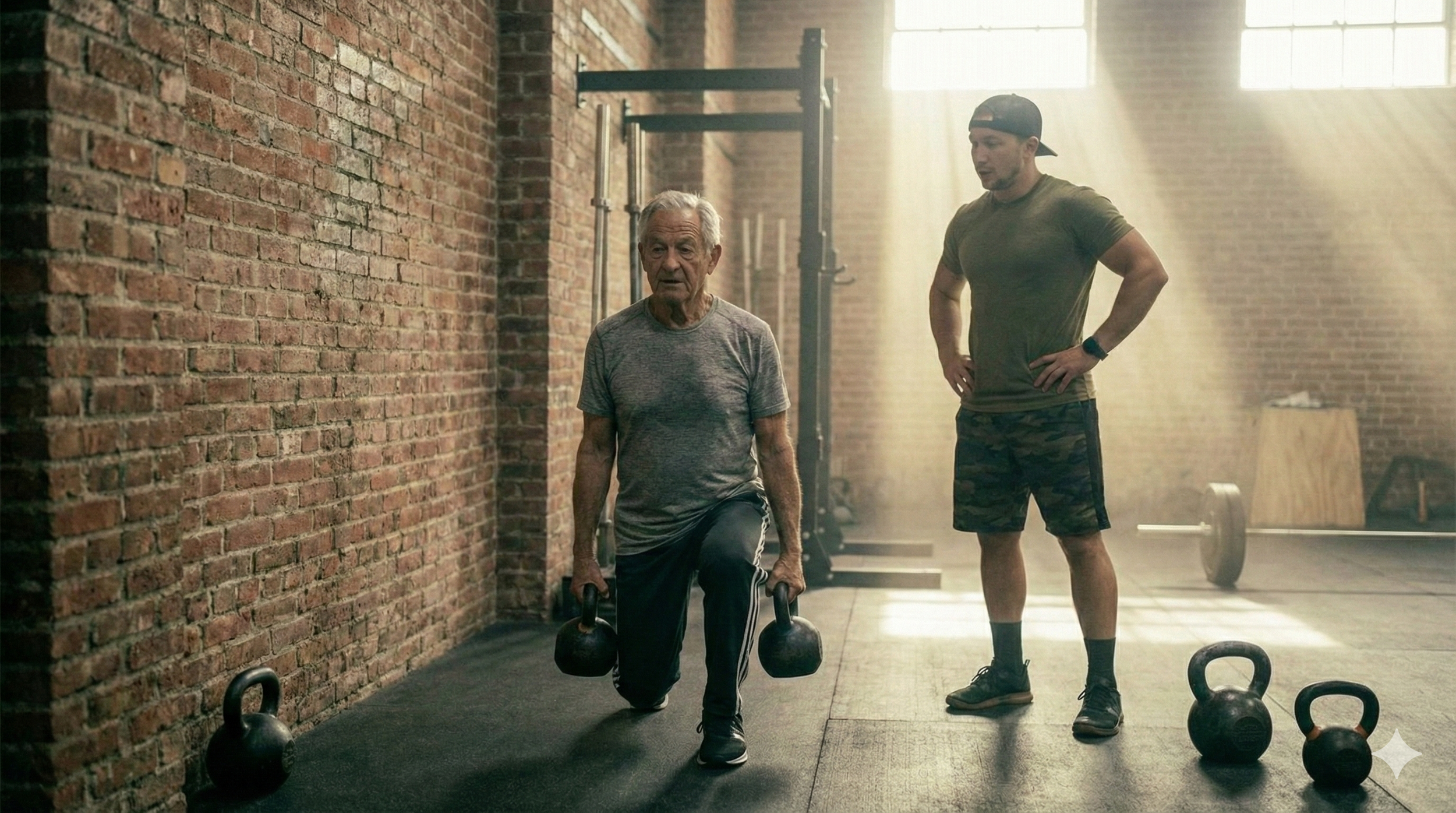 Coach working hands-on with clients during functional training