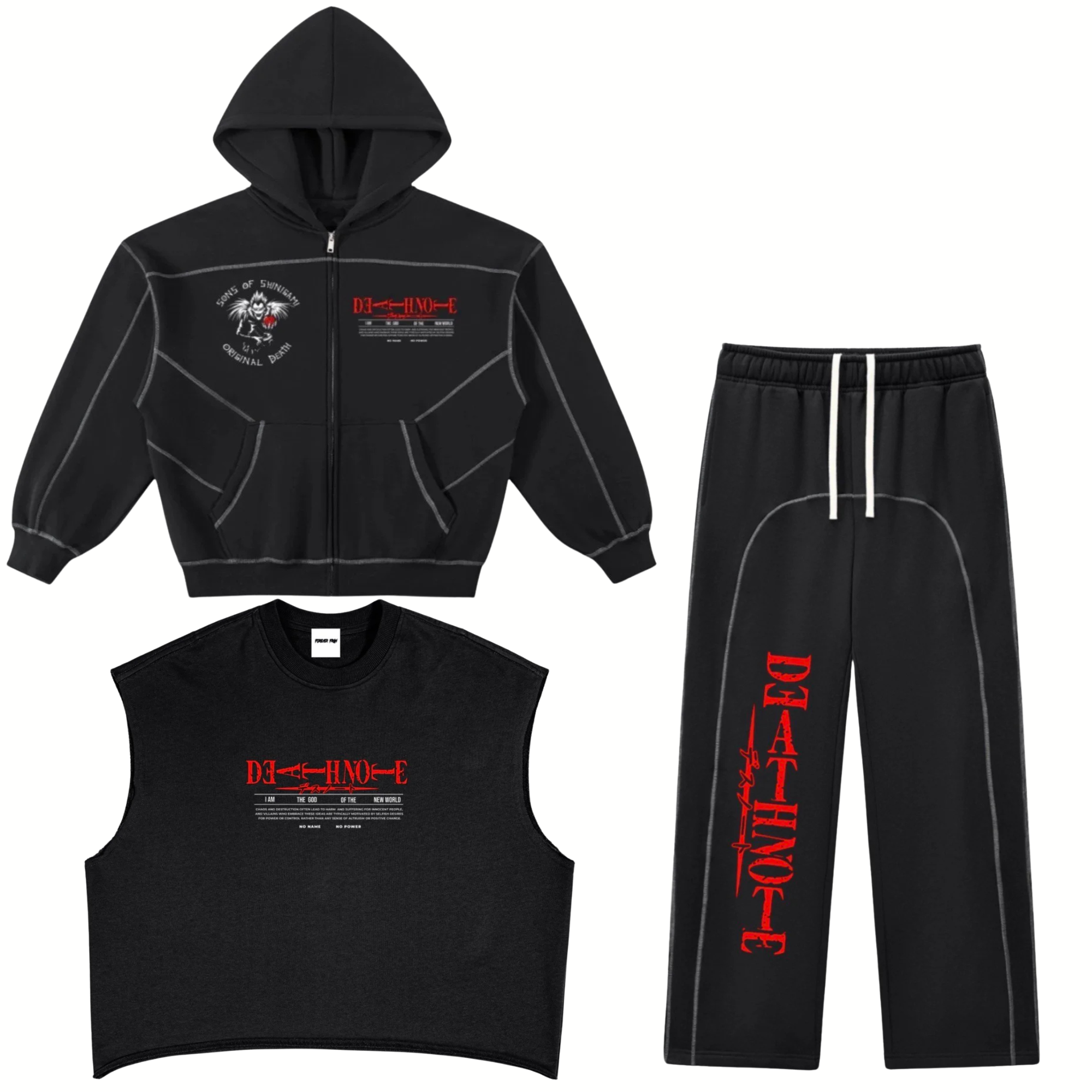 Amine - Bundle Shinigami Pact 3 pc – Complete Uniform (Zip Jacket, Fleece Pants, Shirt)