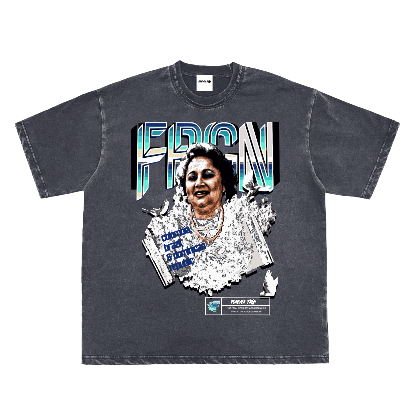 Snow Washed Raw-Edge Neckline T-Shirt