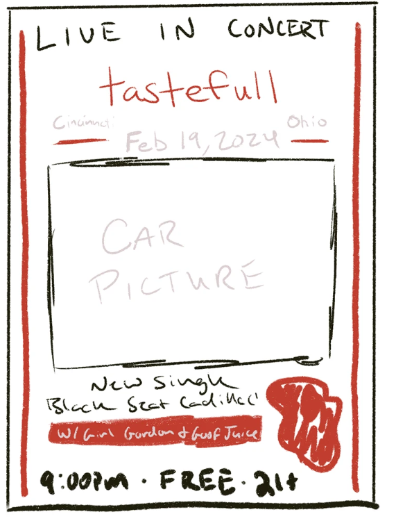 Early layout sketch to lock in hierarchy and placement before going digital.