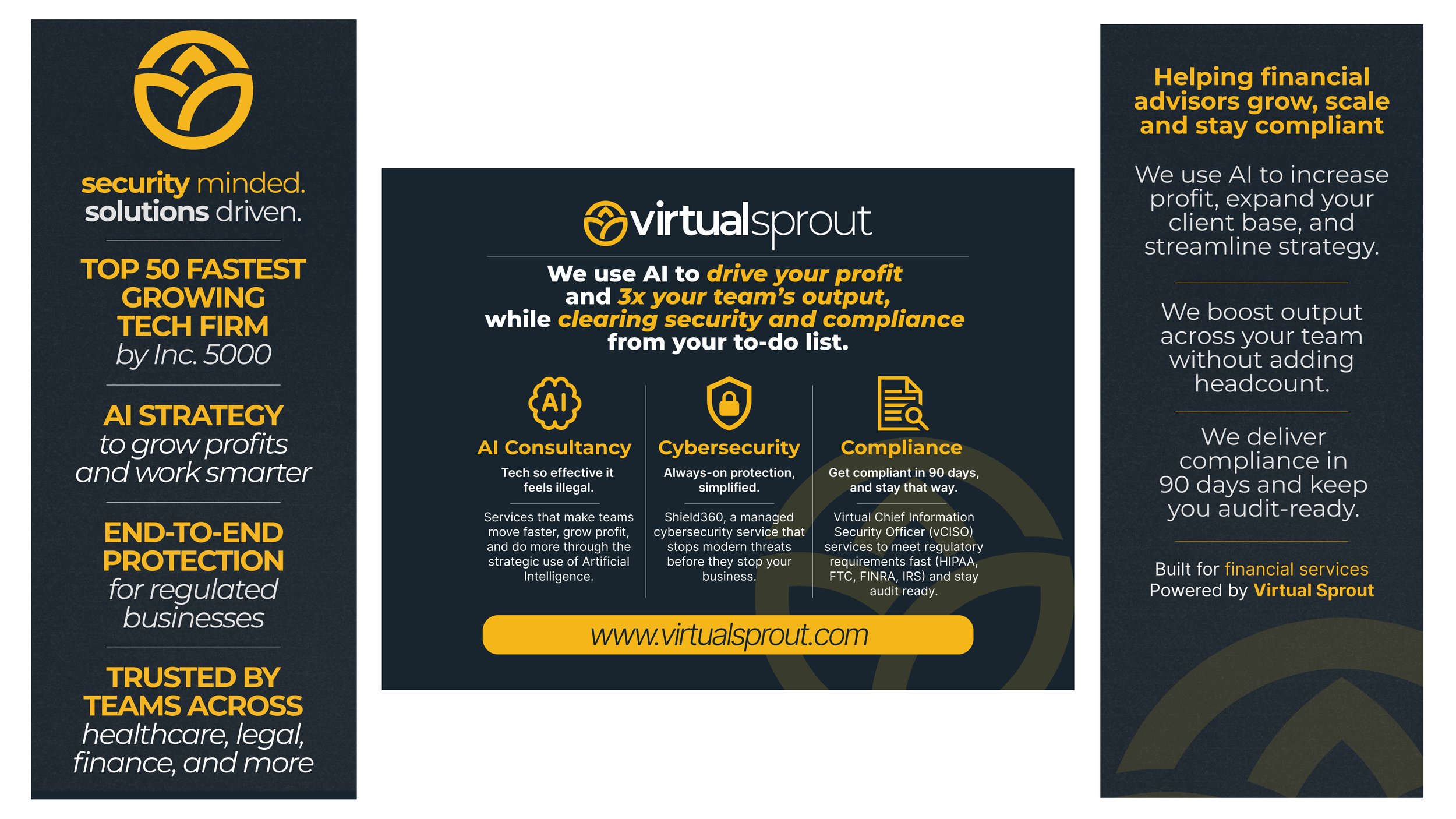 Full graphic system laid out for print production.