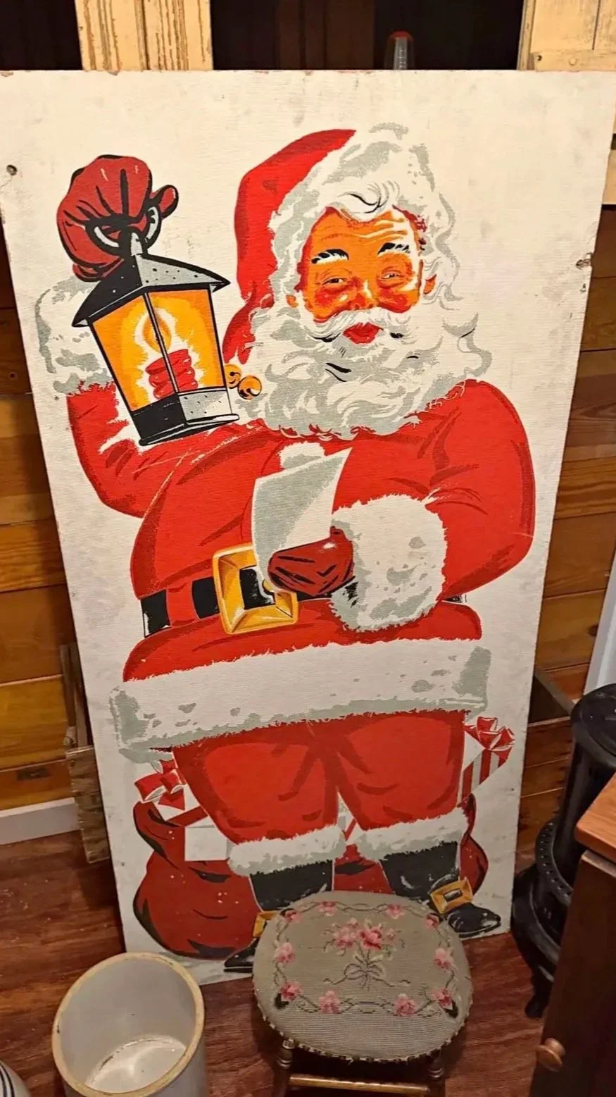Vintage Santa picture holding a lantern
