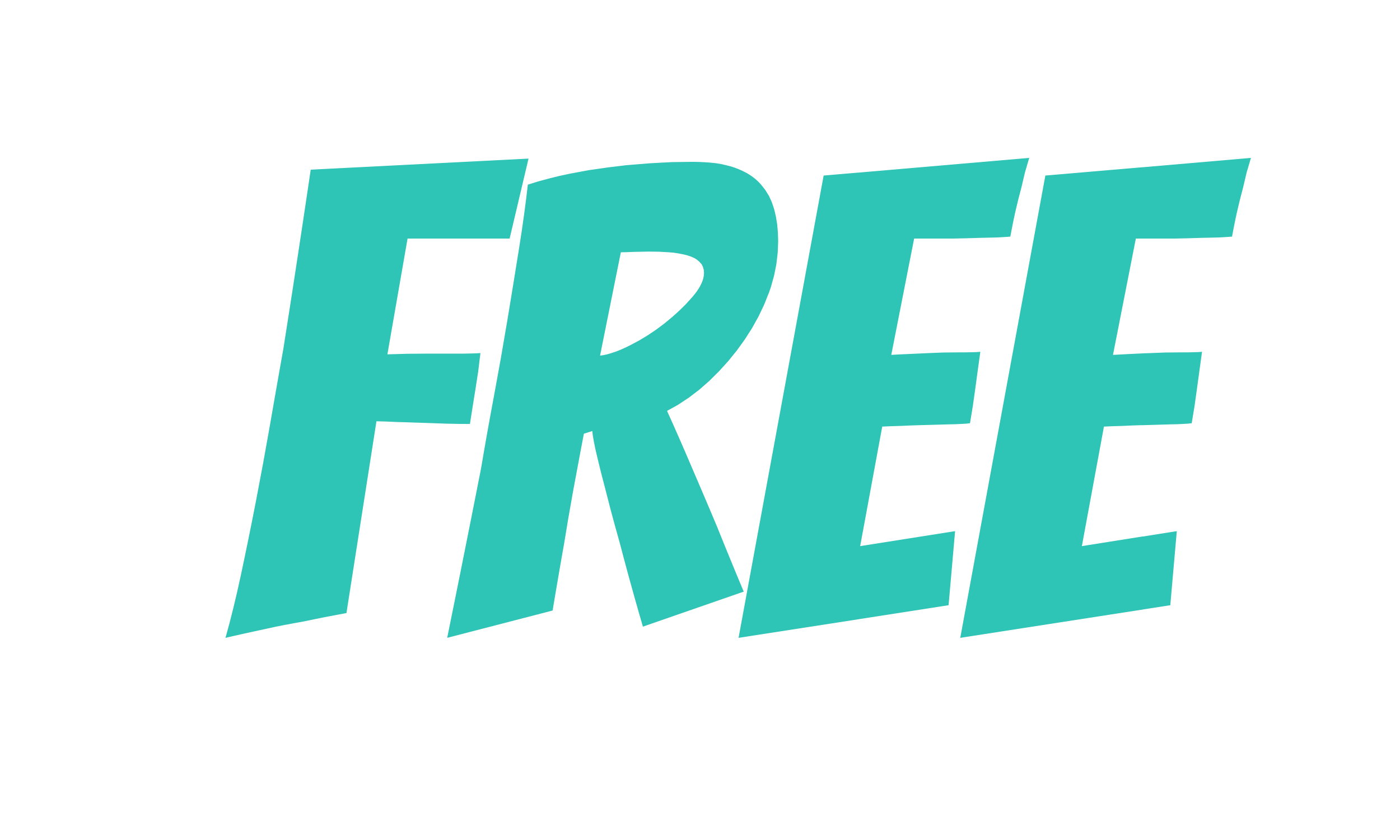 The word "FREE" in large, bold, teal-colored letters on a black background.