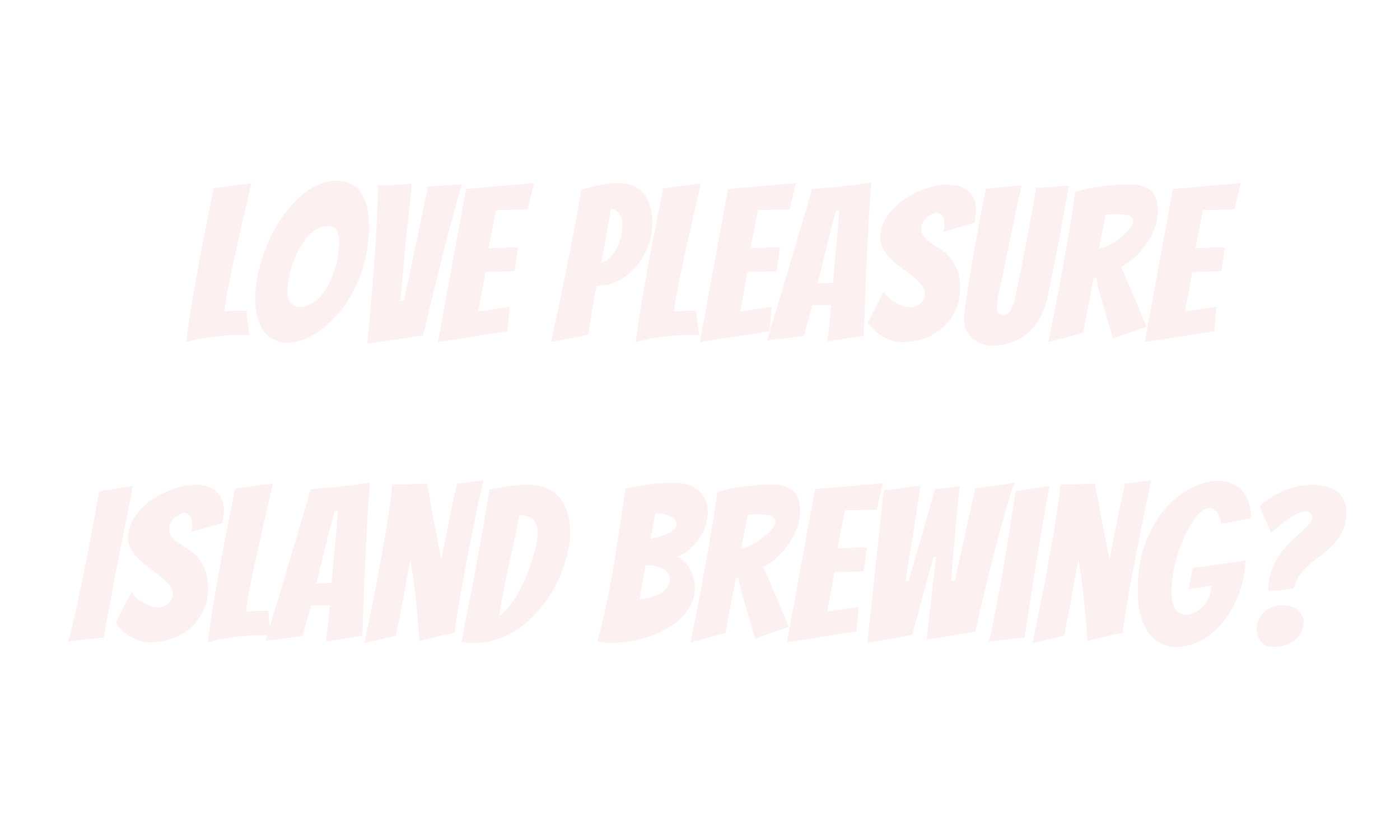 Text question on black background: 'Love pleasure or island brewing?'