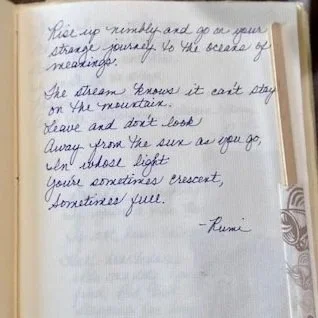 Rumi quote written in script as inspiration