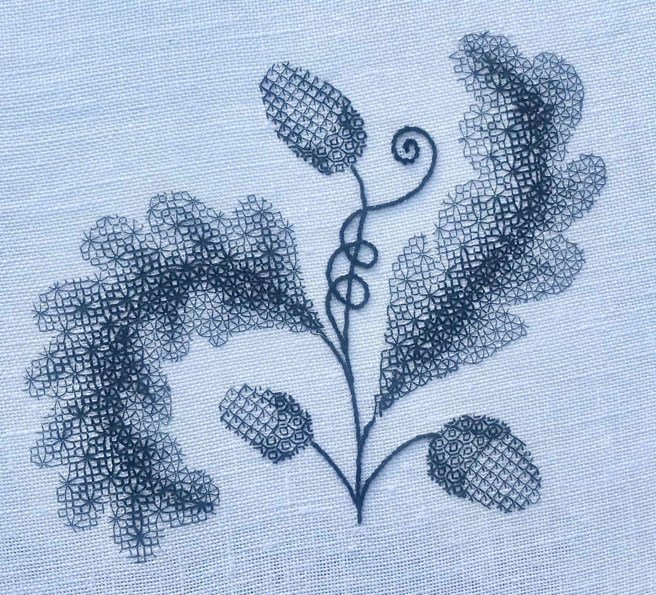 Small Acorns Blackwork kit in black.