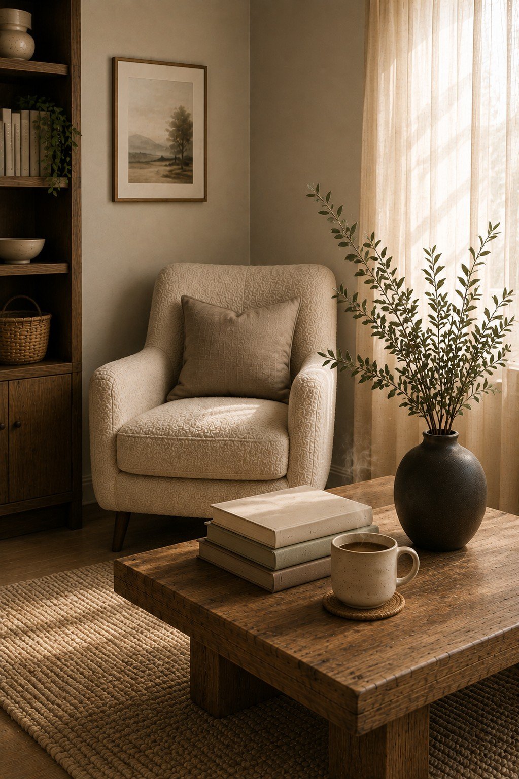 Warm, welcoming therapy space representing Sonya Sanmateu's online therapy practice for clients in PA, NJ, and NY.