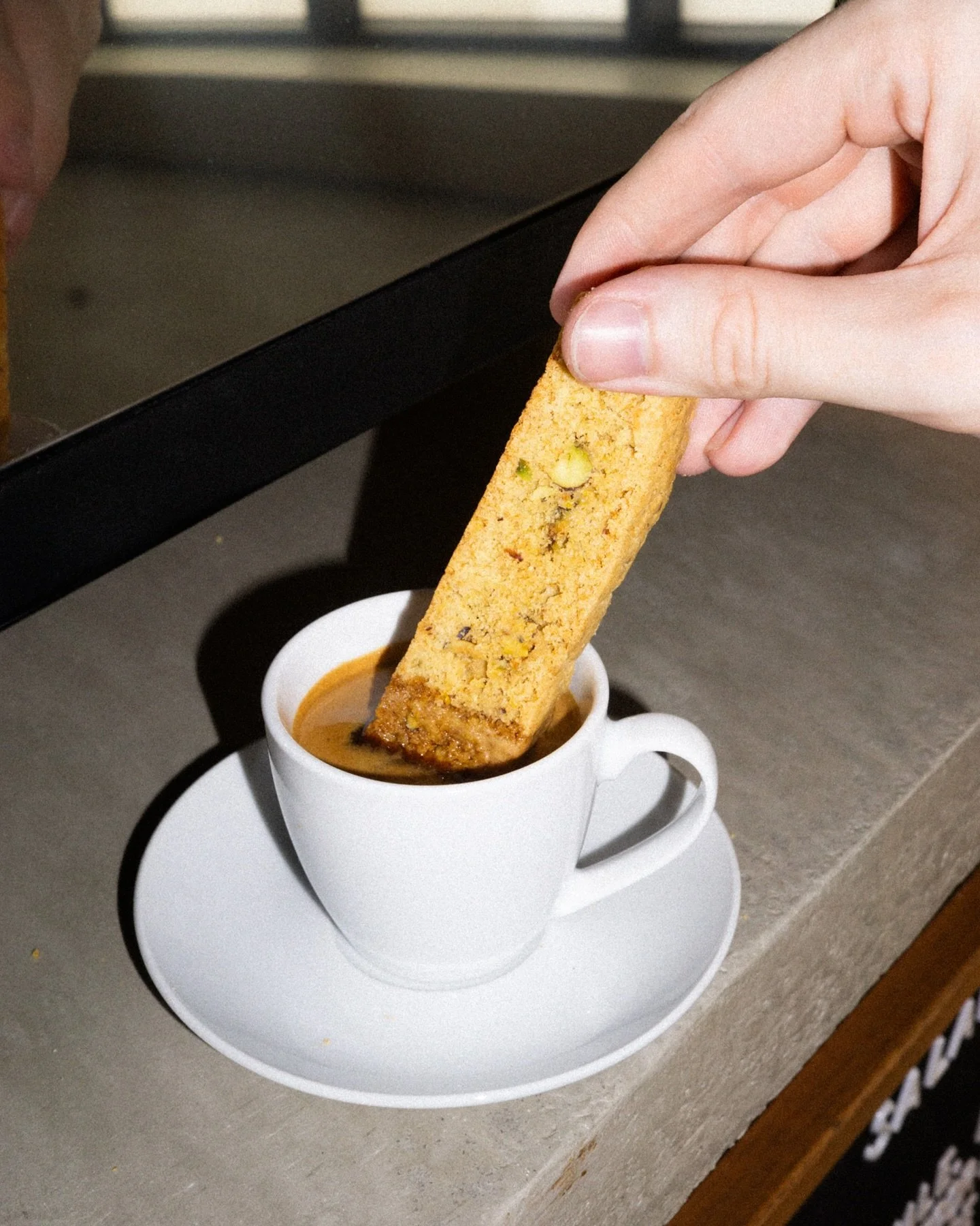 Pistachio biscotti&rsquo;s bagged up and ready to go perfectly with your morning espresso.