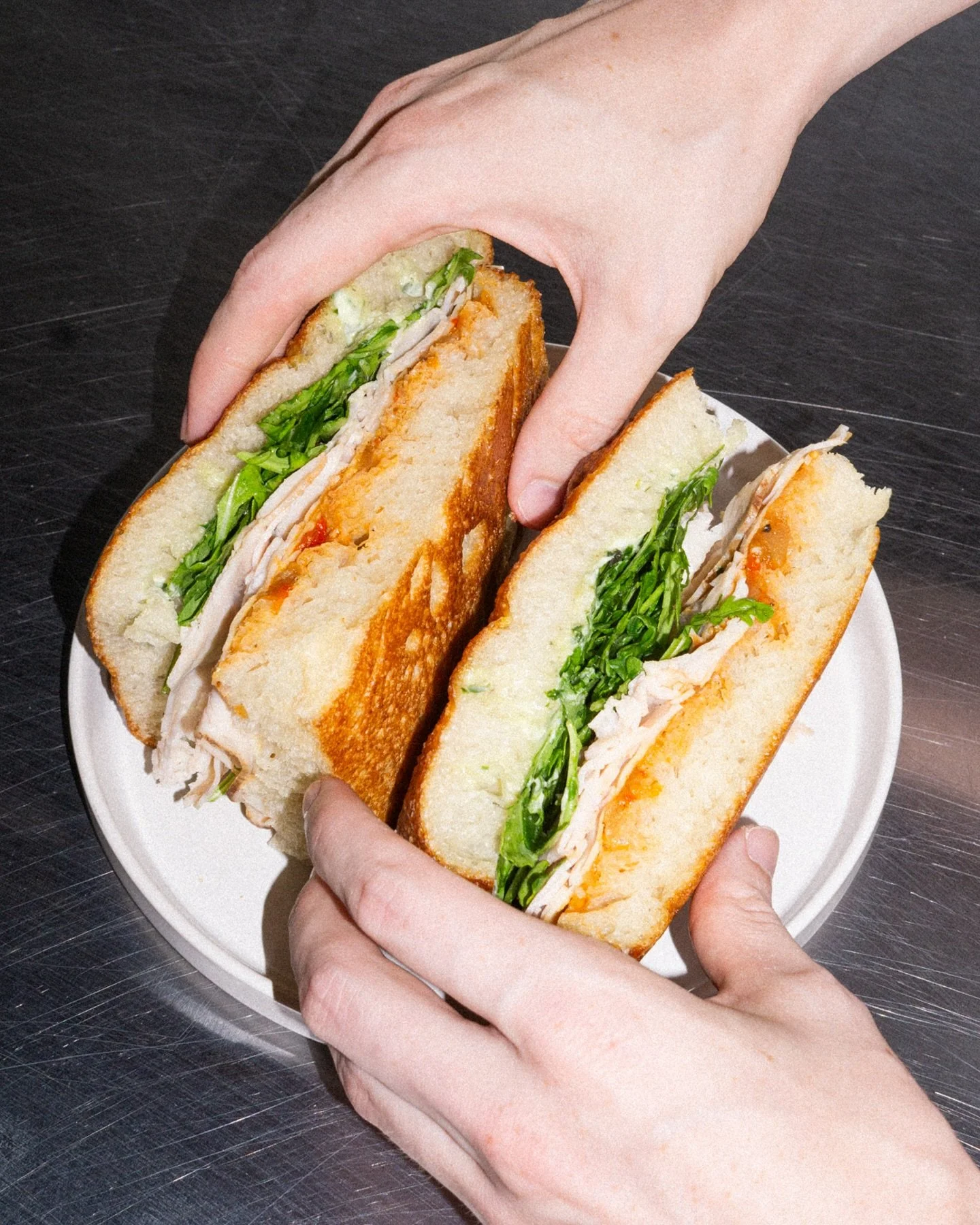 The Classic #4 
Roasted turkey, peperonata, provolone, pesto aioli, arugula and olive oil. 
Always available!