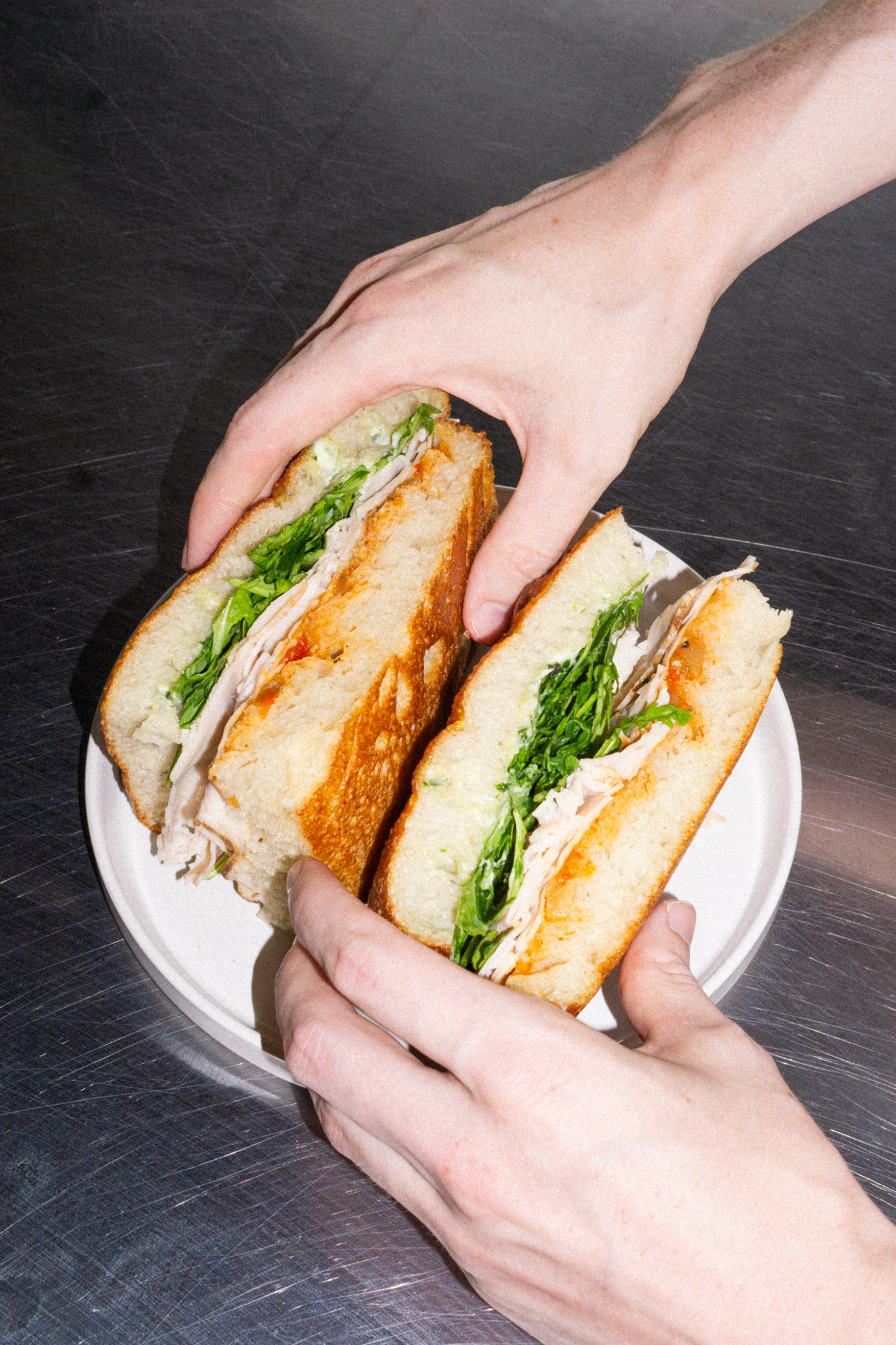 Turkey focaccia sandwich, catering