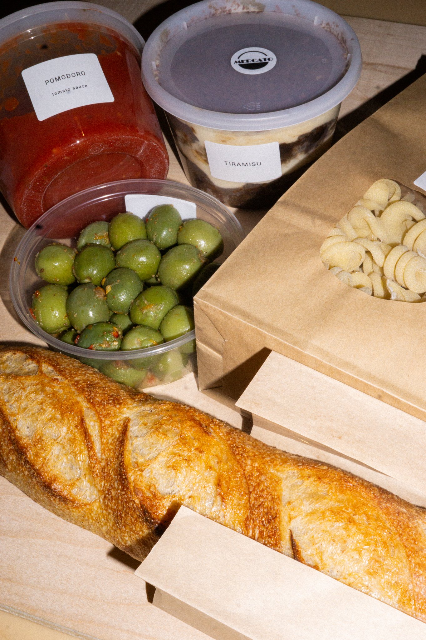 olives, pomodoro, fresh pasta, tiramisu