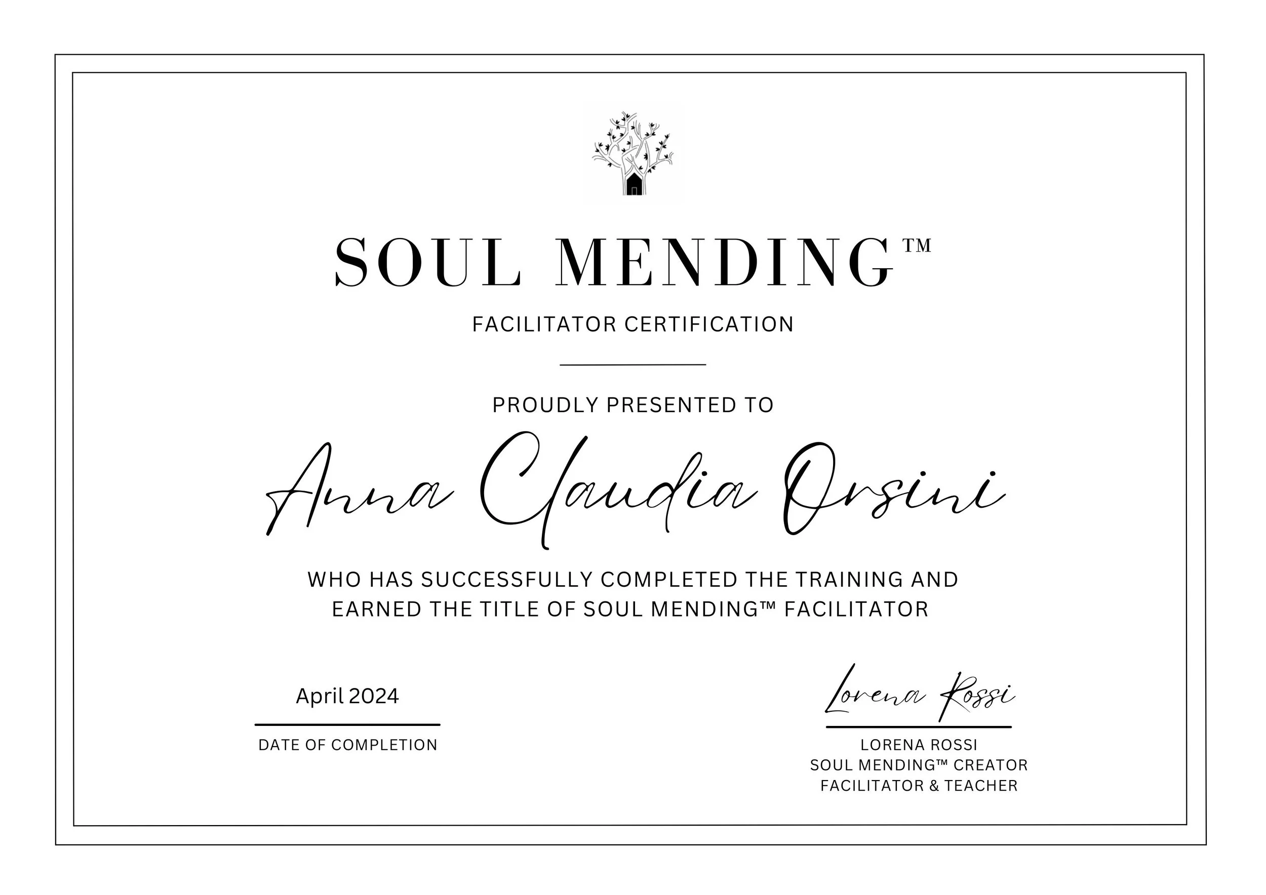 Soul Mending Certificate