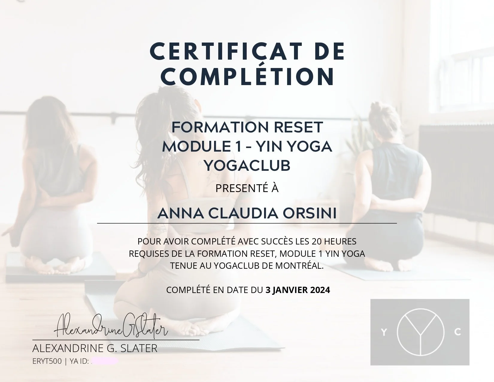 Yin Yoga Certificate