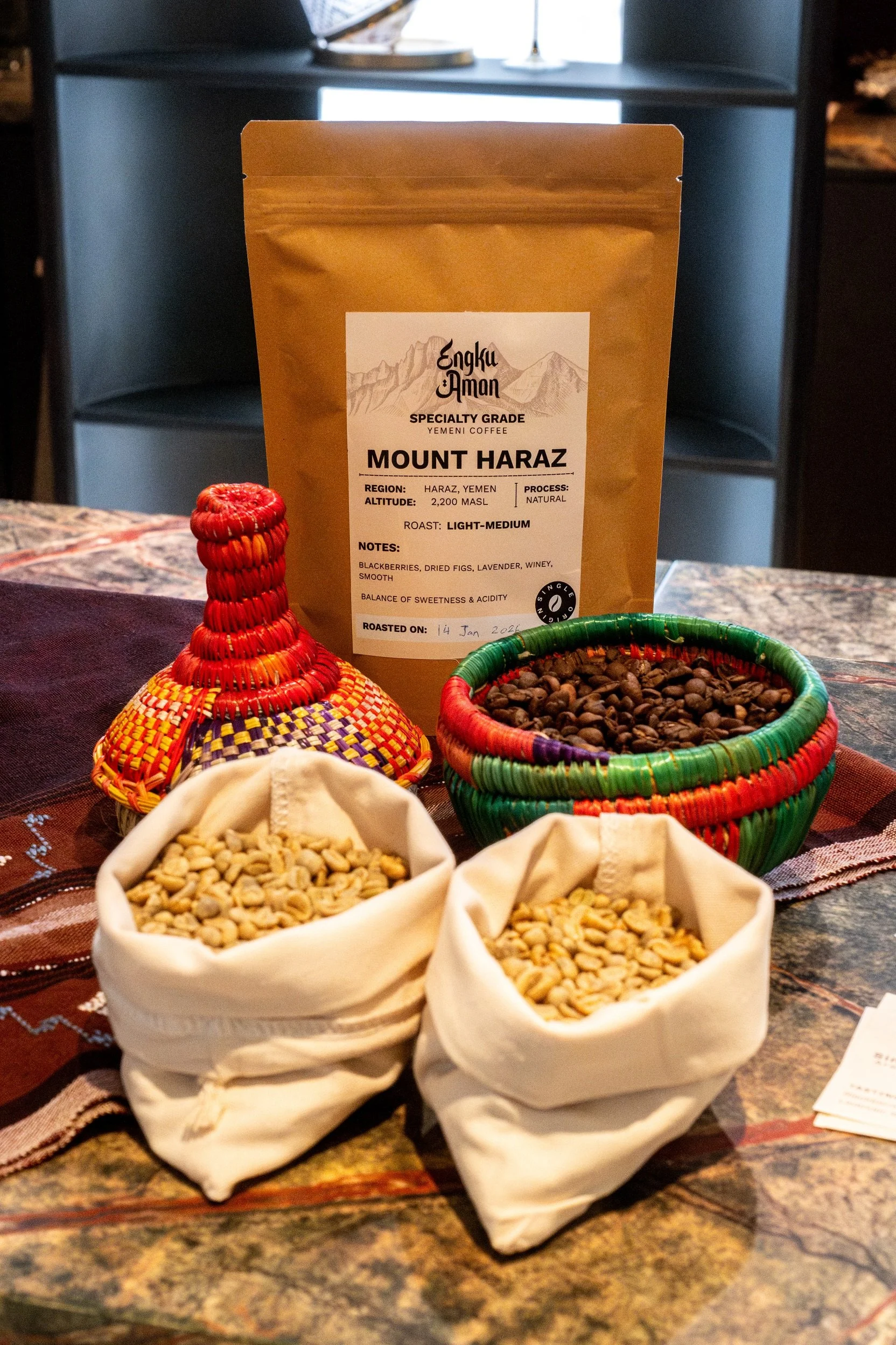 Image of coffee, nuts and other Yemeni specialities by homegrown Singaporean brand, Enku Aman.