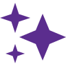 Four purple stars of different sizes on a transparent background.