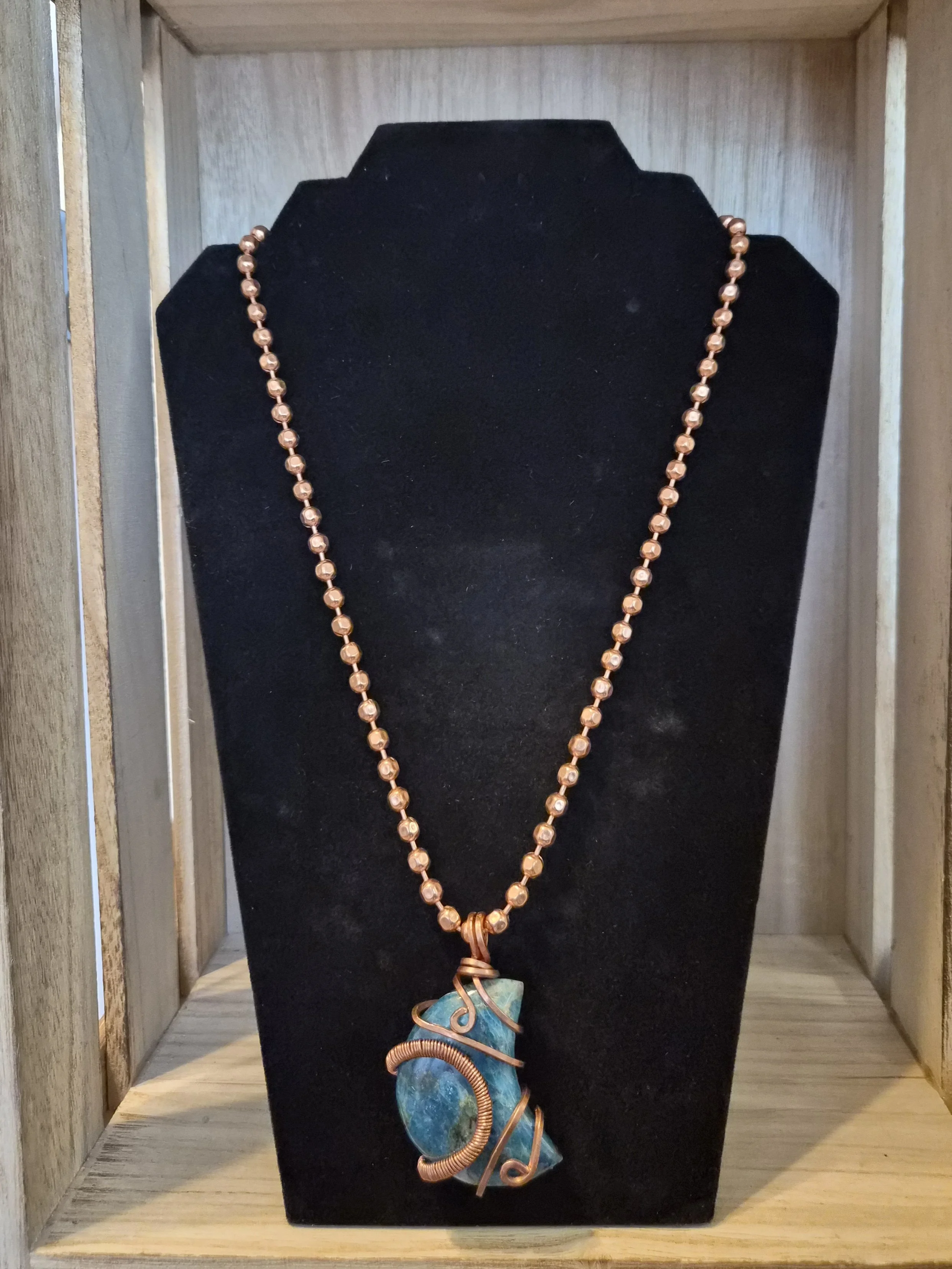 Large apatite moon pendant