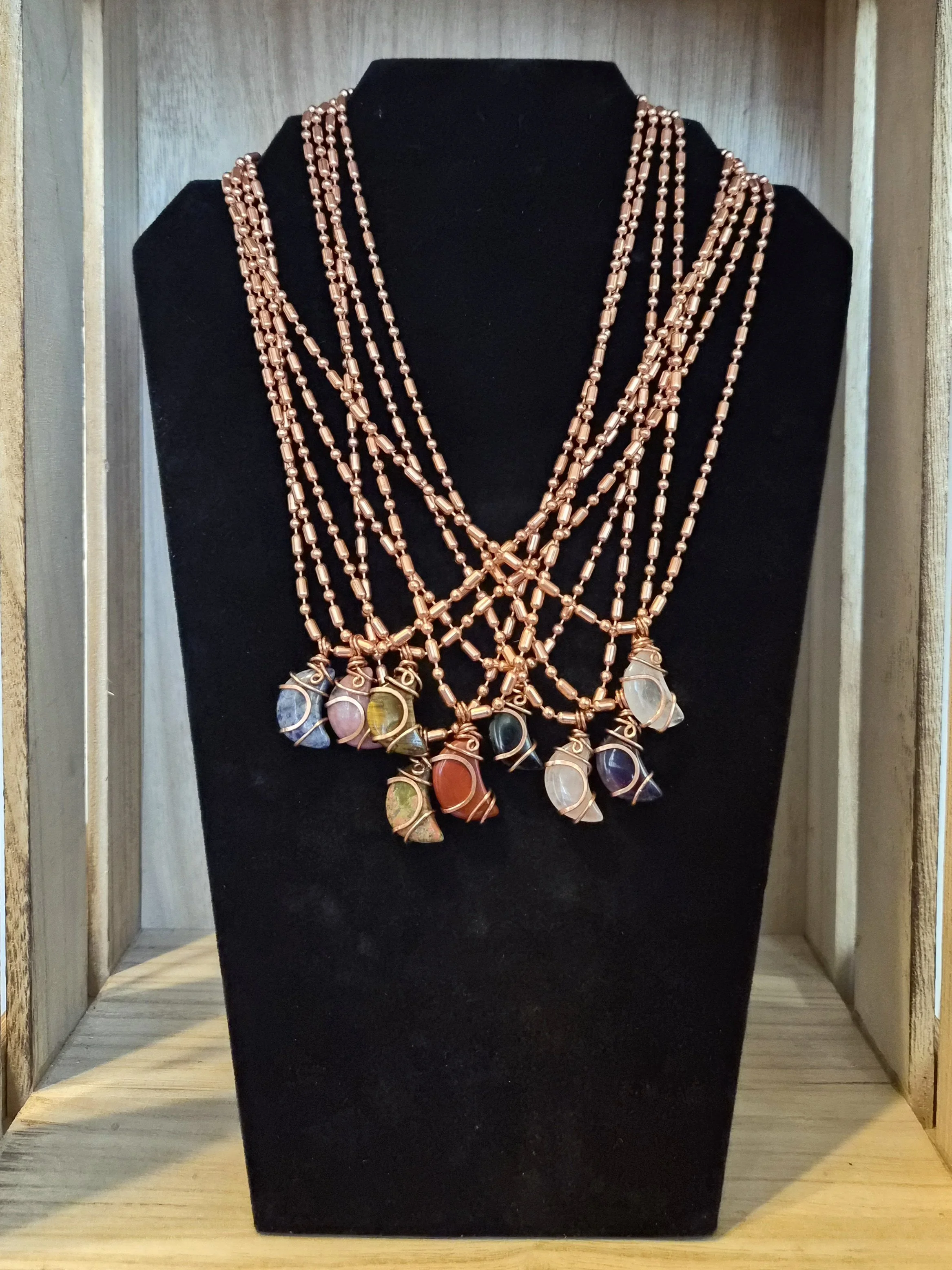 Mini crystal moon pendants