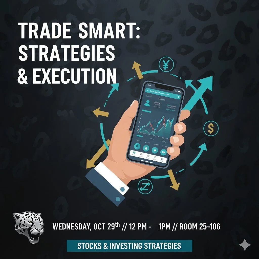 📈 Ready to put your knowledge into action? Our final segment at the Jaguar Business Club meeting this Wednesday will cover how to actually buy and trade stocks, plus various strategies to maximize your returns! Learn about different trading styles, 