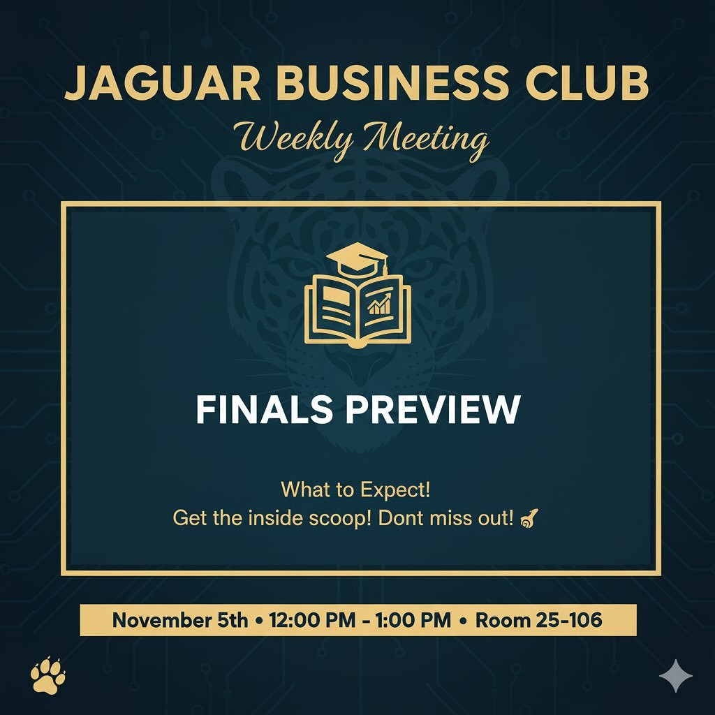 🚨 Important Update for Jaguar Business Club Members! 🚨 Beyond our live NVDA cover call options trading and risk management discussion, this Wednesday, November 5th (12-1 PM, Room 25-106), we&rsquo;ll also be covering everything you need to know abo