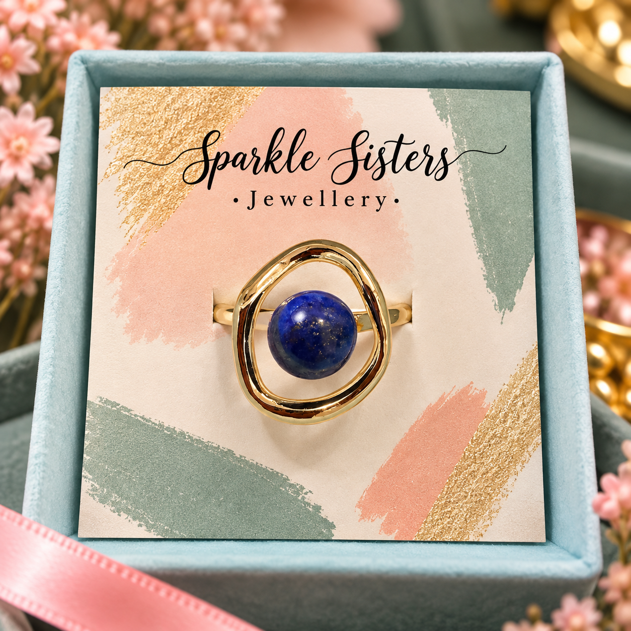 Lapis Blue Orbit Ring – Gold Plated