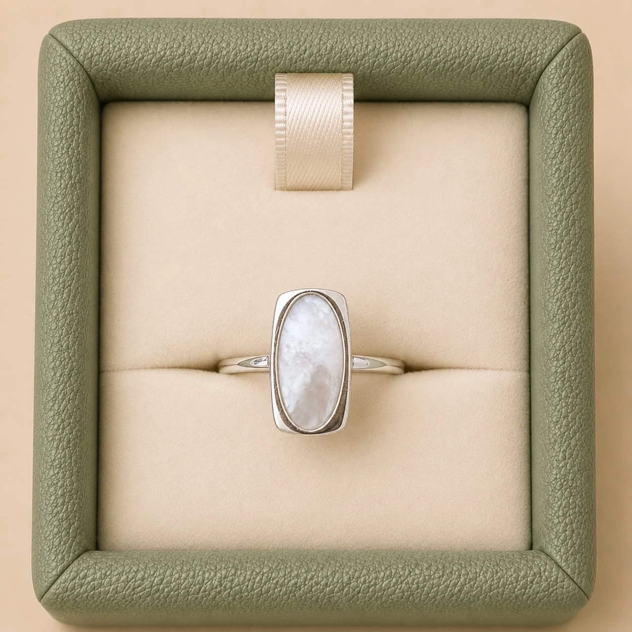 925 Sterling Silver Adjustable Ring  - Opal Effect