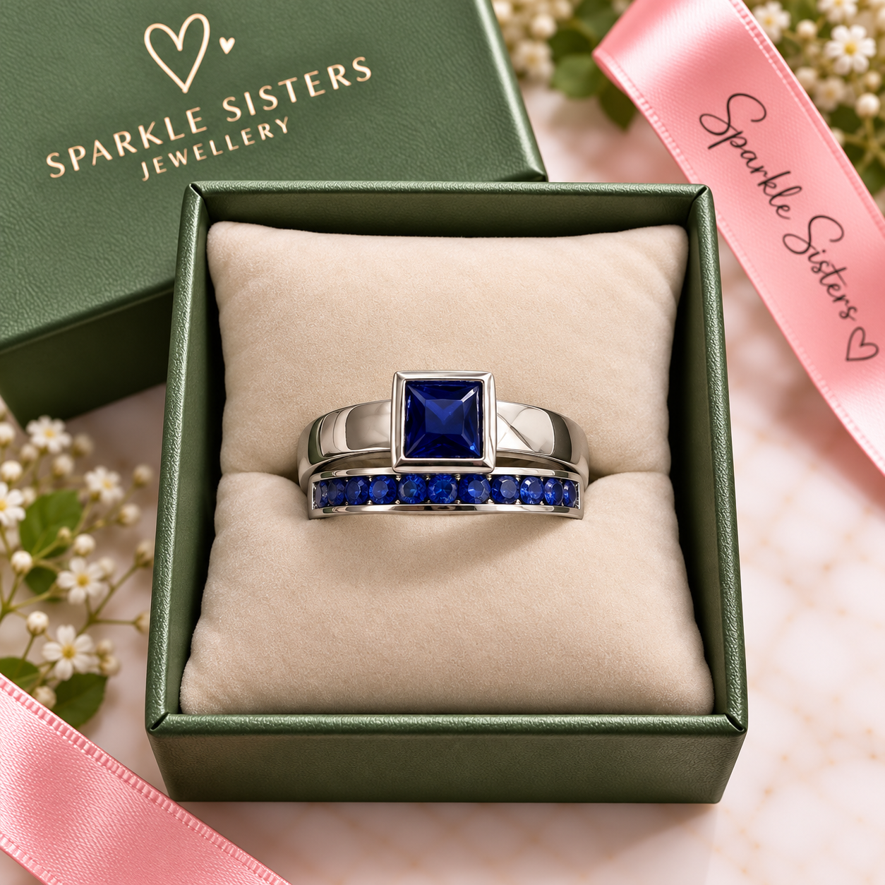 Sparkle Ring Stack Blue Edition