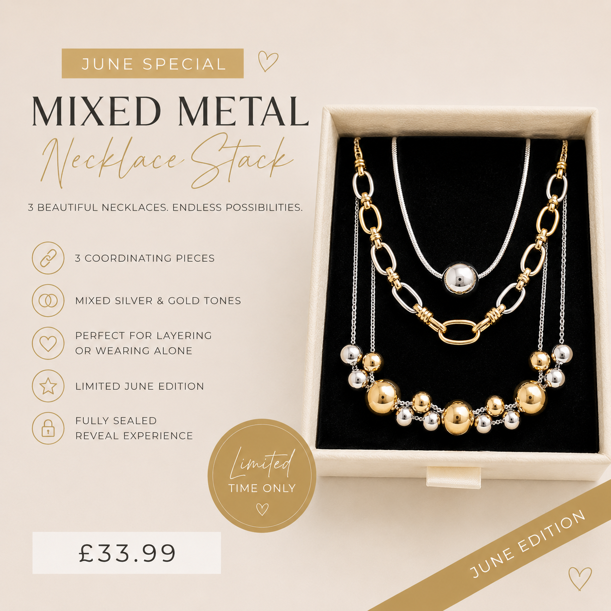 Mixed Metal Signature Necklace Stack – June Edition ✨